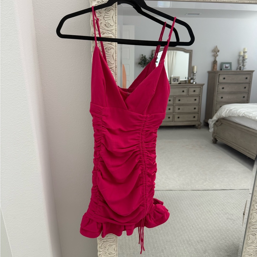 Selfie Leslie Pink Ruched Mini Dress